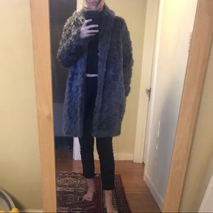 Dark Grey Vera Wang Roacha Faux Fur Coat